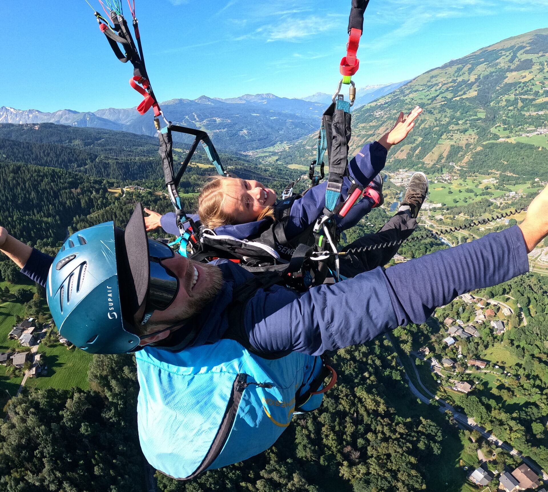 Vol en parapente enfants Peisey vallandry, Les arcs.